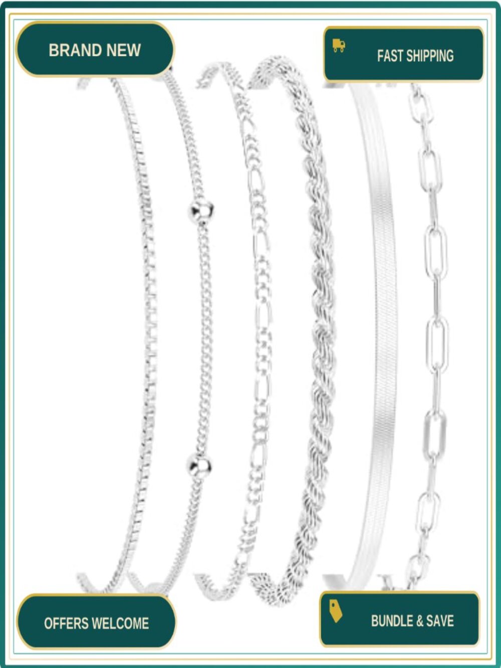 14K Gold Plated Minimalist Bracelet Stack Set Waterproof Non Tarnish